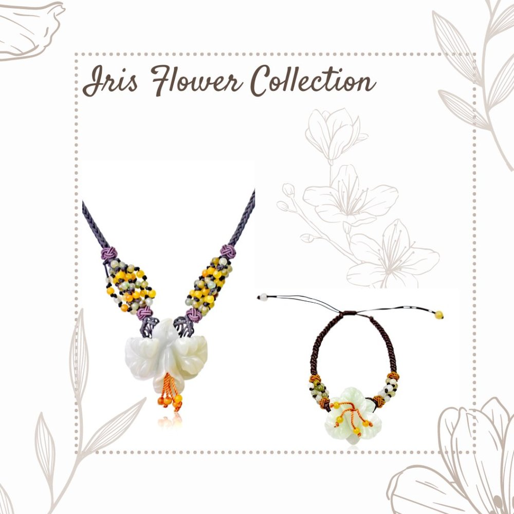 Breathtaking Iris Flower Handmade Jade Bracelet